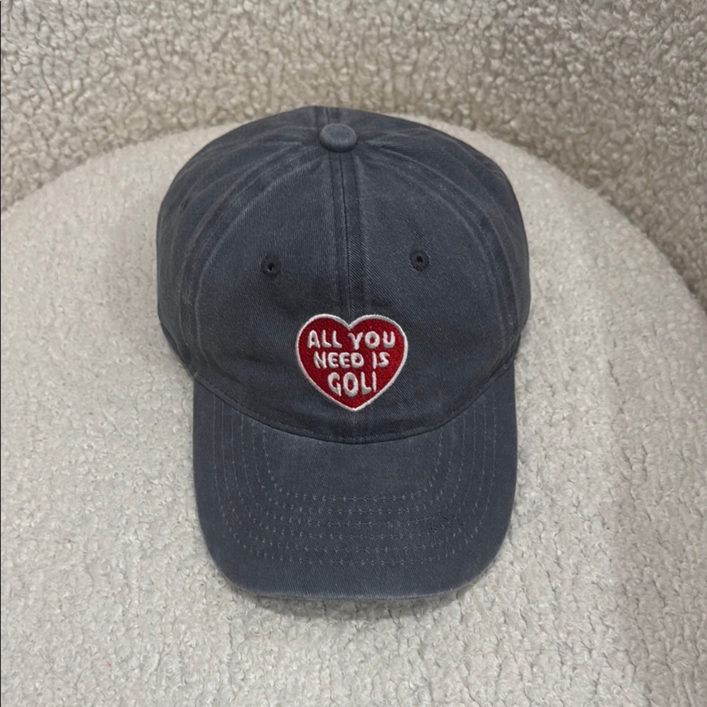 Gray Cap with Heart Embroidery